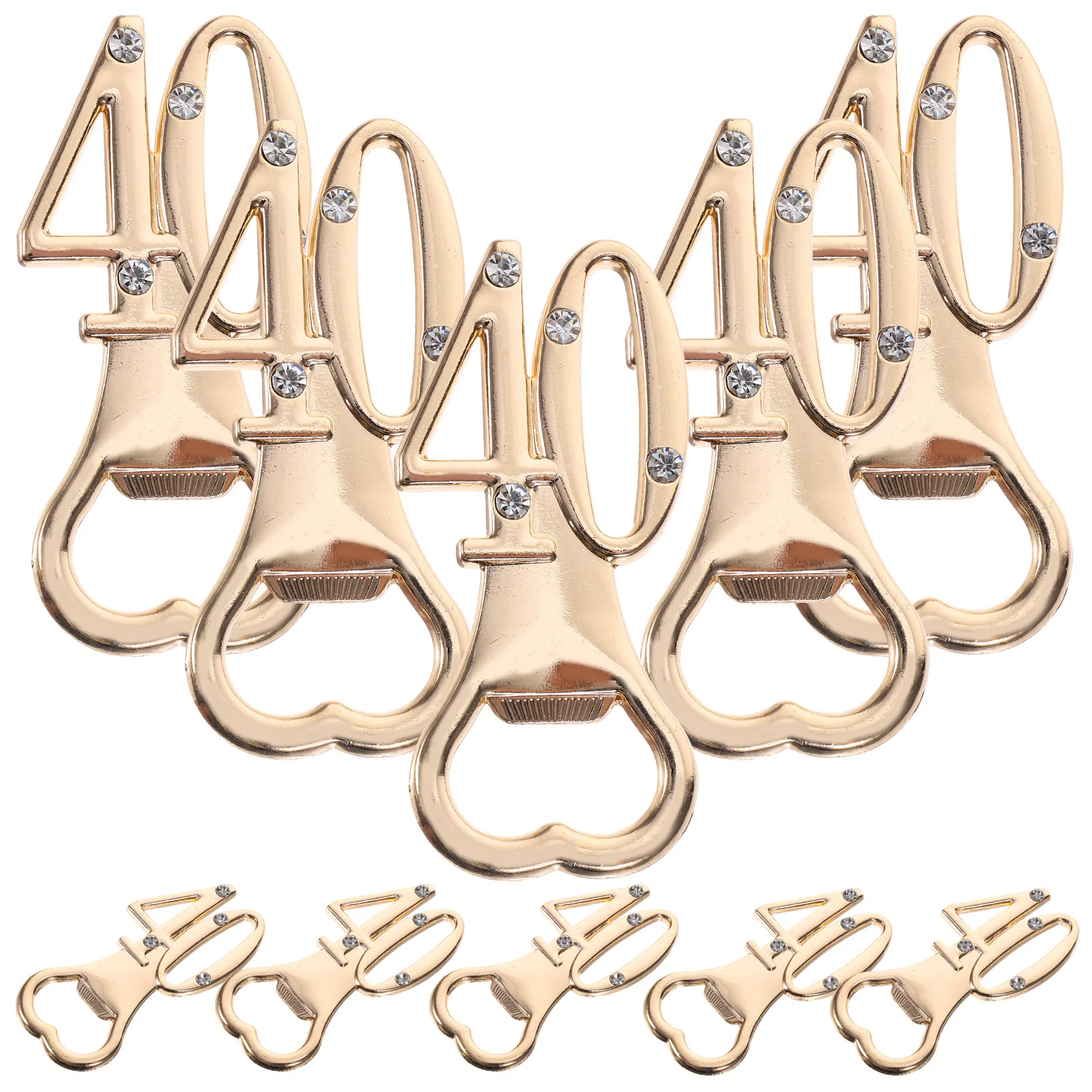 

10Pcs 40th Birthday Bottle Opener Rhinestone Zinc Alloy Party Favors Practical Gift Decorative Beer Gadgets 40th Birthday Favors