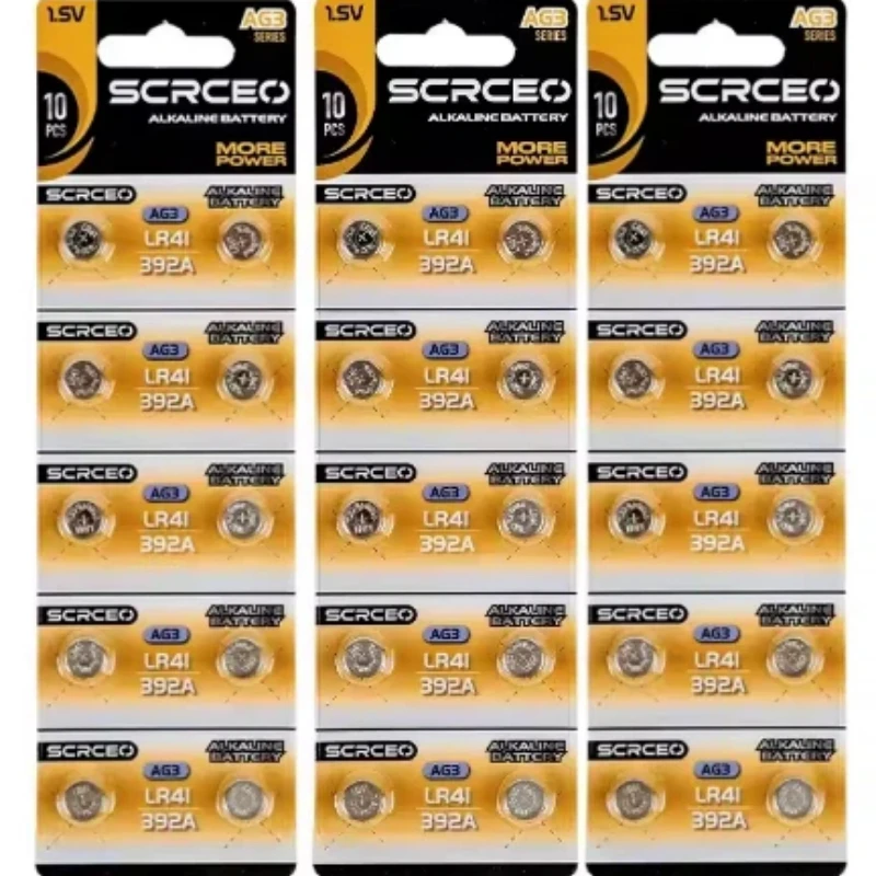 100-500PCS High Capacity LR41 Batteries AG3 L736 392 384 192 Premium Alkaline Battery 1.5V Button Coin Cell Batteries For Watch