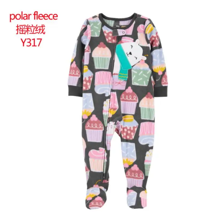 2024 New In Baby Pajamas Zipper Up Clothes Fleece Girls Romper Warm Winter Overalls Boys Outfits Infants Baby Clothes