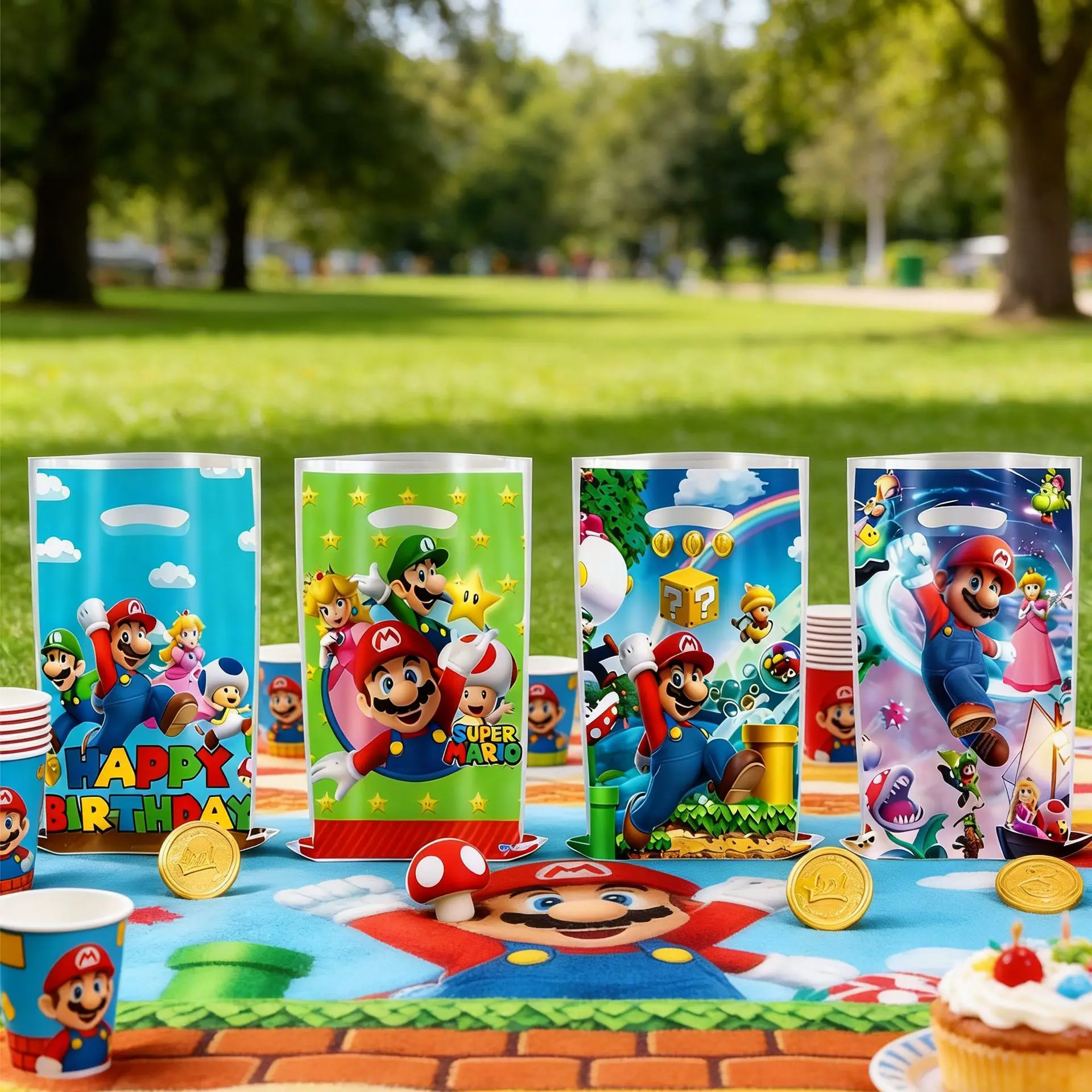 10pcs Super Mario Gift Bags storage bag Party Favor Bags Birthday Party Pearlized Bags for Candy Bags Party Gift Bag