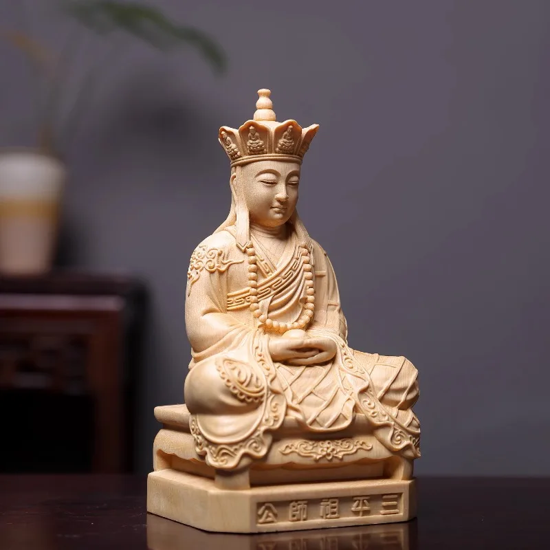 Finely Carved Buddhist Monk Statue, Guanyin Figure Home Feng Shui Decor, Wooden Sculpture, Sacred Altar Ornament