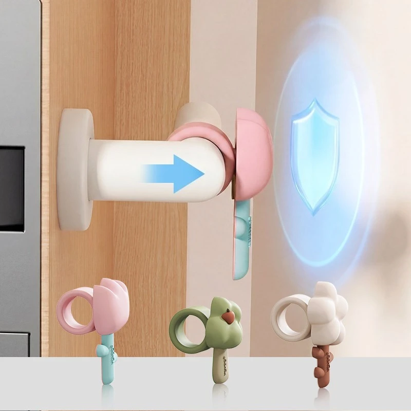 3PCS Silicone Door Handle Bumpers Cute Flower Wall Protectors for Door Knobs Noise Reduction No-Drill Adhesive Door Stops