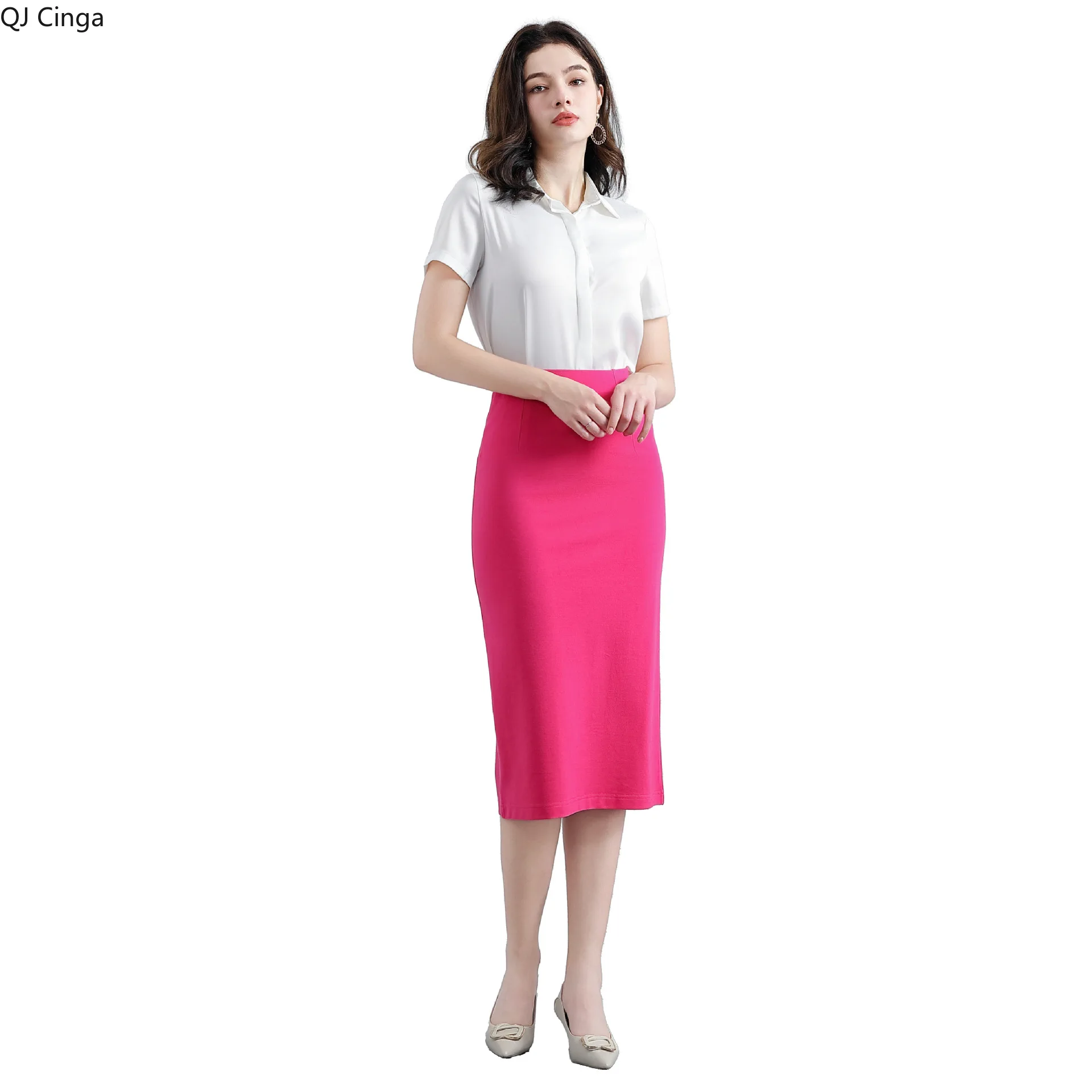 2026 Women's Red Professional High Waist Long Pencil Skirt, Slim-Fit Black Hip-hugging Skirt for Office Commute