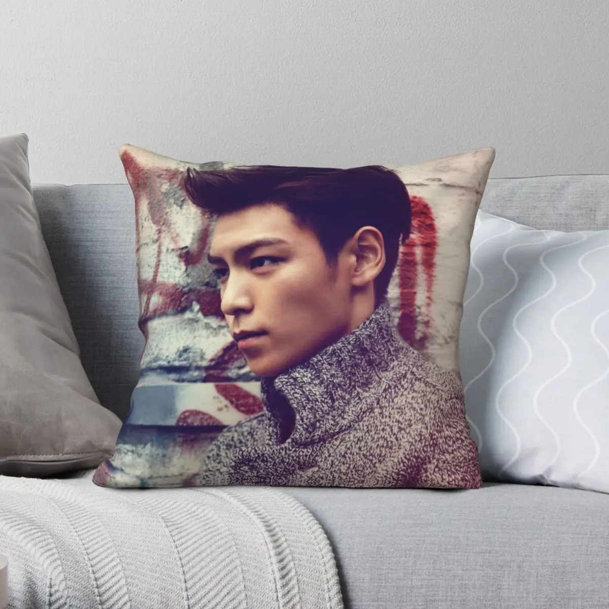 TOP BigBang Choi Seung Hyun Square Pillowcase Polyester Linen Velvet Pattern Zip Decor Home Cushion Cover