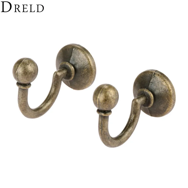 DRELD 2 قطعة السنانير العتيقة برونزية سبيكة حمالة تعليق جدارية قبعة معطف رداء السنانير الحمام المطبخ السنانير شماعات الأثاث الأجهزة ث/مسامير