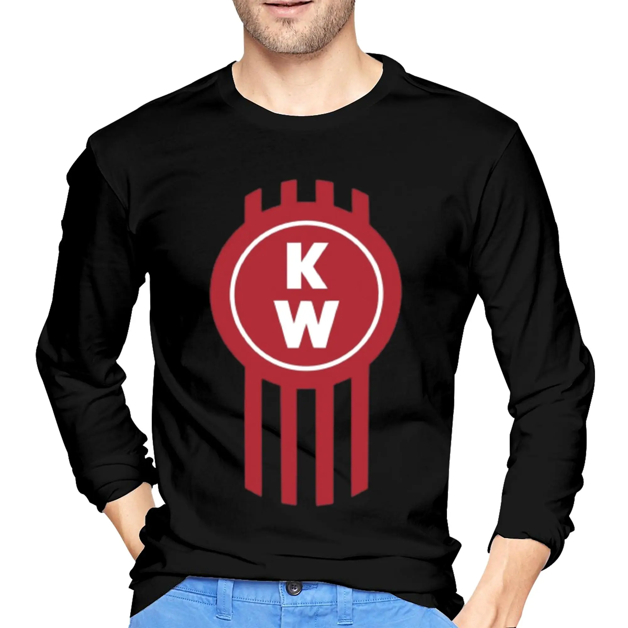 

kenworth Men's Long Sleeved T-shirt Casual Round Neck T shirts Spring and Autumn Men tops