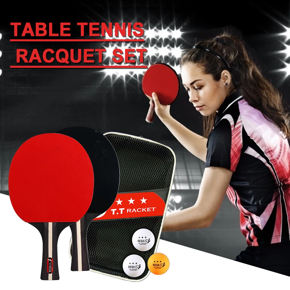 Table Tennis Racket 2 Rackets & 3 Balls Ping Pong Paddles Set Professional 2 Player Ping Pong Set with Bag for Tournament Play