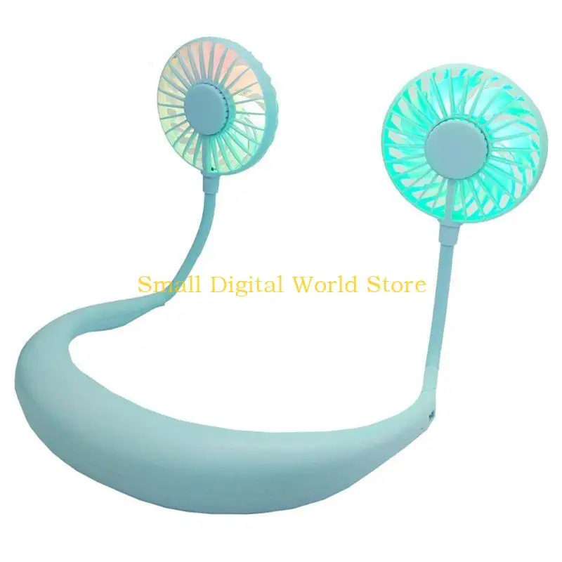 77UB Portable Lazy Sports Fan with LED Light Mini Hanging Neck Fan USB Rechargeable Halter Sports Fan Air Cooler Outdoor