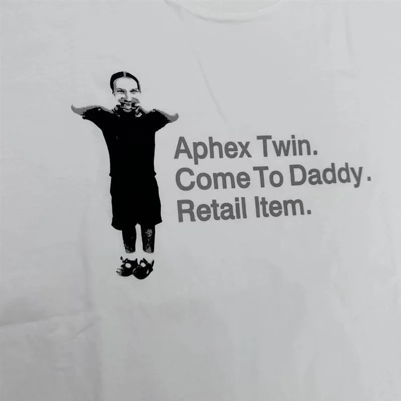 Men\'s T-Shirt Aphex Twin Oversized Cotton Tops Graphic Short Sleeve Tee Y2k Streetwear Korean Fashion Vintage Aesthetic Clothing