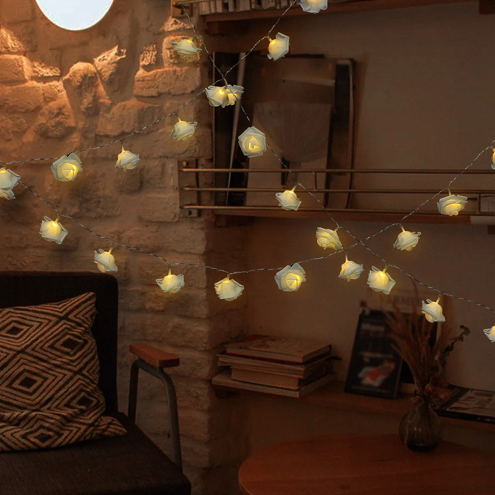 

Rose String Light Plastic Sponge Decorative Room Lights Party Festival Atmosphere DIY Wedding nament Indoor Adornment Flower