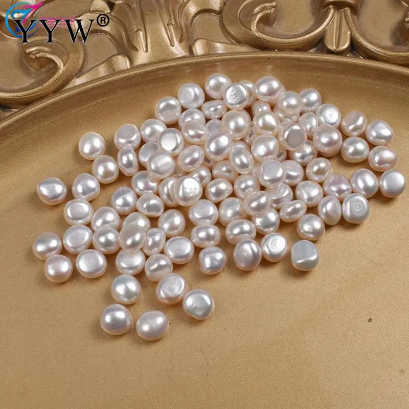 5pcs No Hole 7mm Keshi Cultured Freshwater Pearl Beads Natural Grey White Pearl For Jewelry Making Accessories Nail Decoration