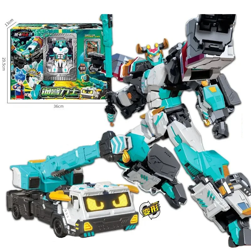

New Metal Cardbot Transforming Car to Robot Action Figures BLUE COP S with Card Transformation Robot Model Toys for Child Gift