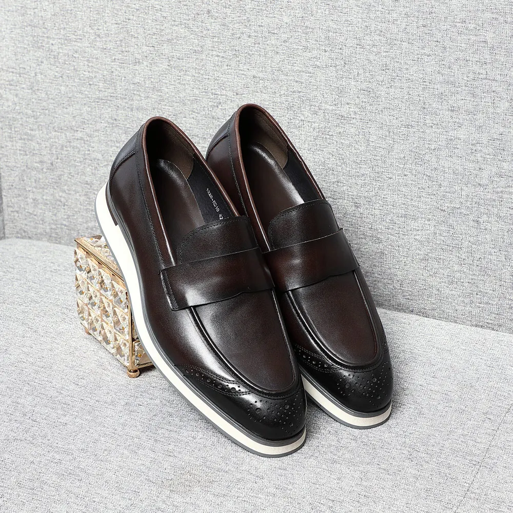 Luxury Brand Handmade Men Casual Business Shoes Genuine Cow Leather and Flat Penny Loafers Spring/Autumn Designer Loafers Shoes