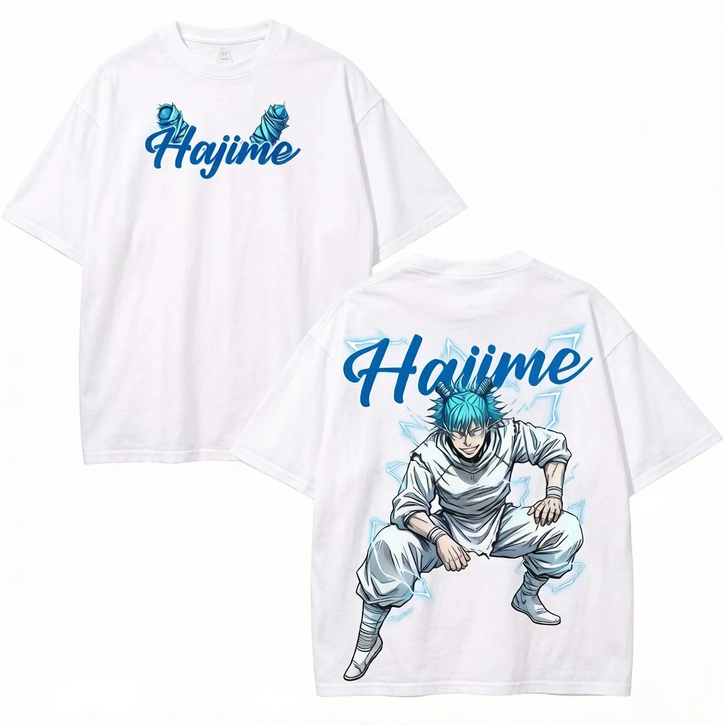 Kashimo Hajime Jujutsu Kaisen T-shirt Anime Vintage Washed Oversized T Shirt Casual Short Sleeve Cotton Tees Tops Men's Clothing