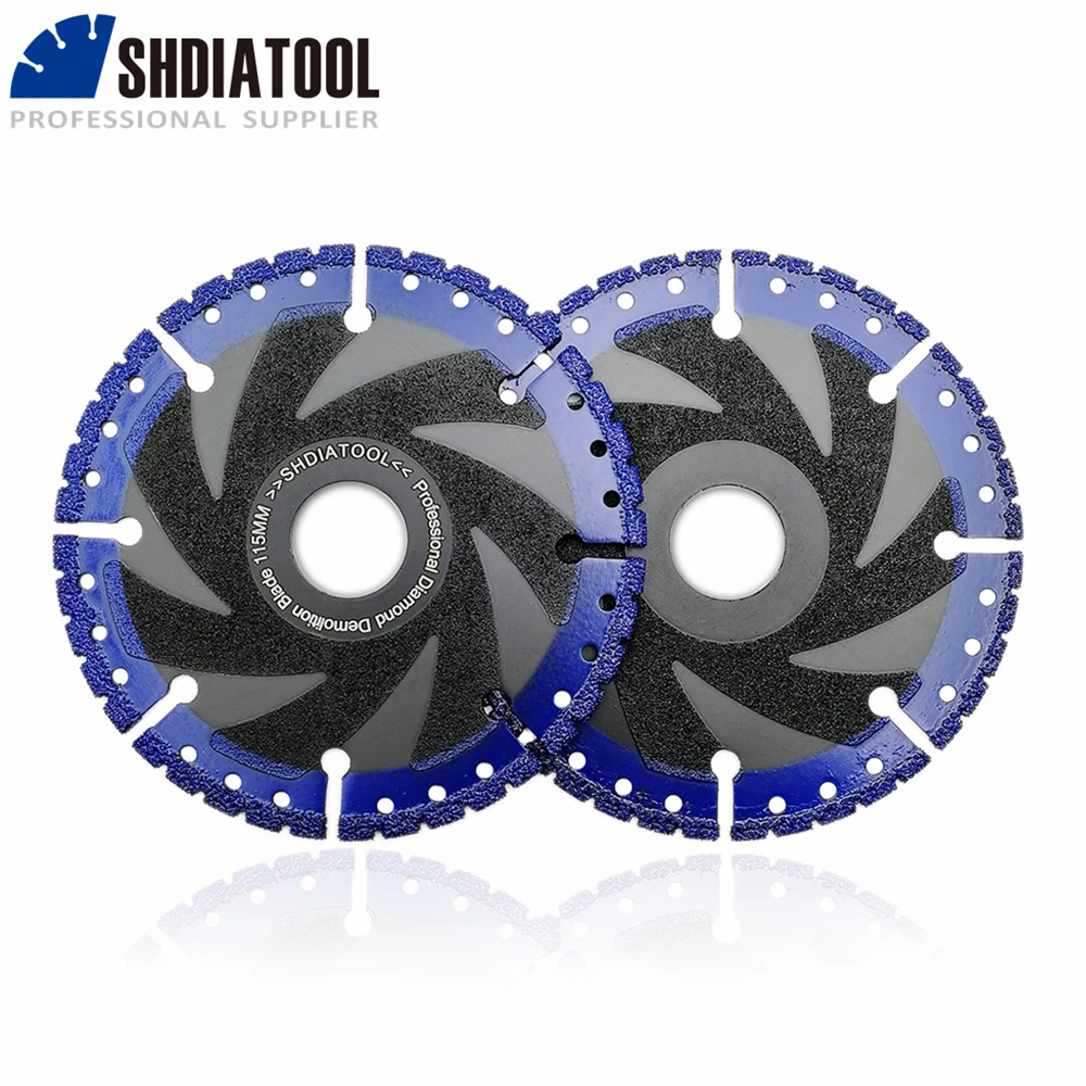 SHDIATOOL 2Pcs 115mm Diamond Cutting Disc Set All Purpose Saw Blade 4inch Circular Cutter For Rebar Steel Marble Stone PVC Wood