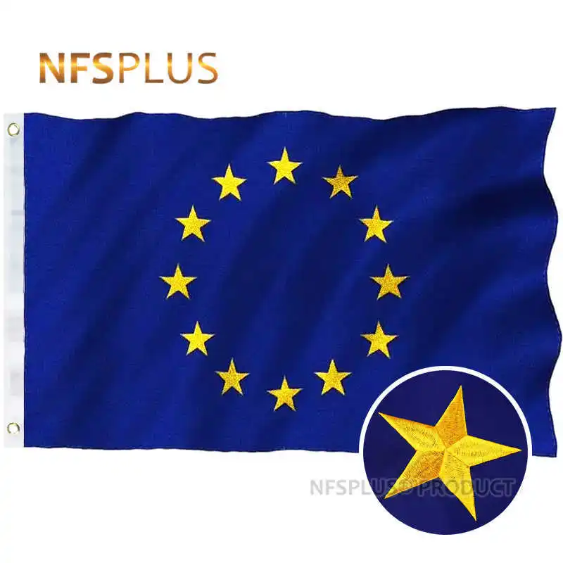 

Outdoor EU Flag European Union 90x150cm Embroidered Stars Waterproof Oxford Home Garden National Europe Flags Banners Decoration