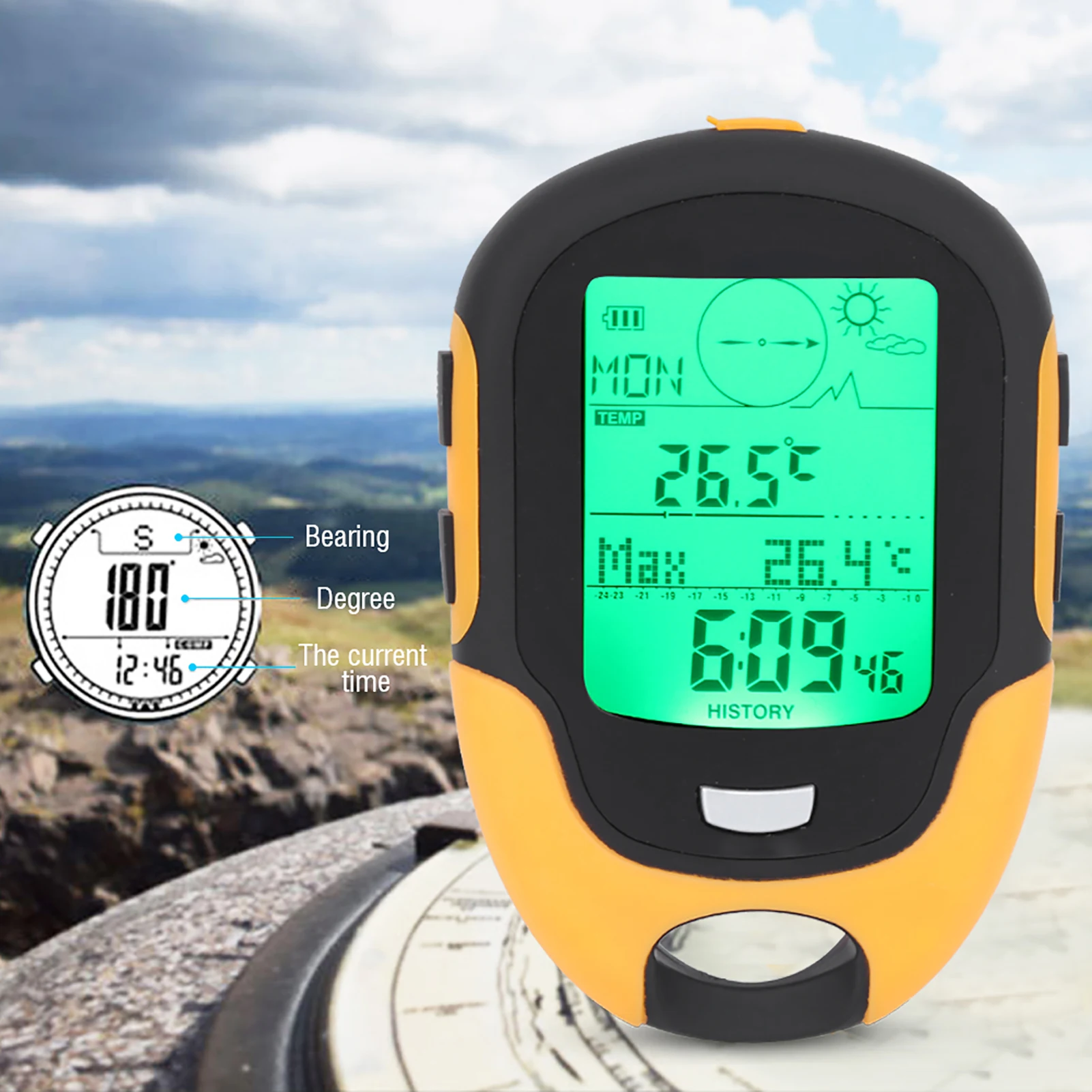 

FR500 Outdoor Multifunctional Car Altimeter Barometer Thermometer Hygrometer Multifunctional Altimeter