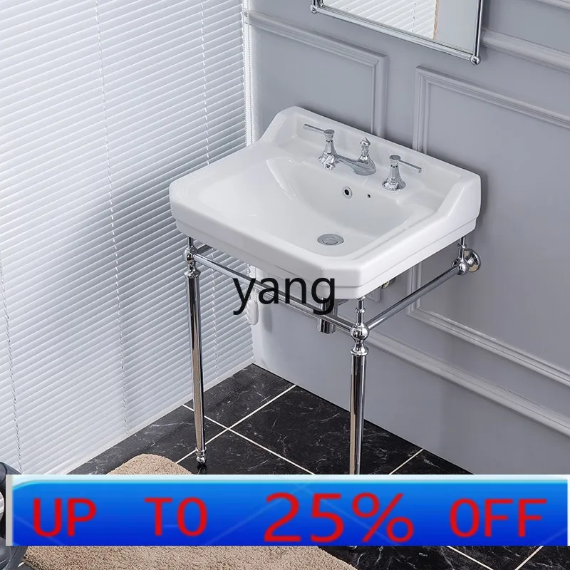 

LTT floor brass bracket basin British style traditional retro chrome three-hole wash basin