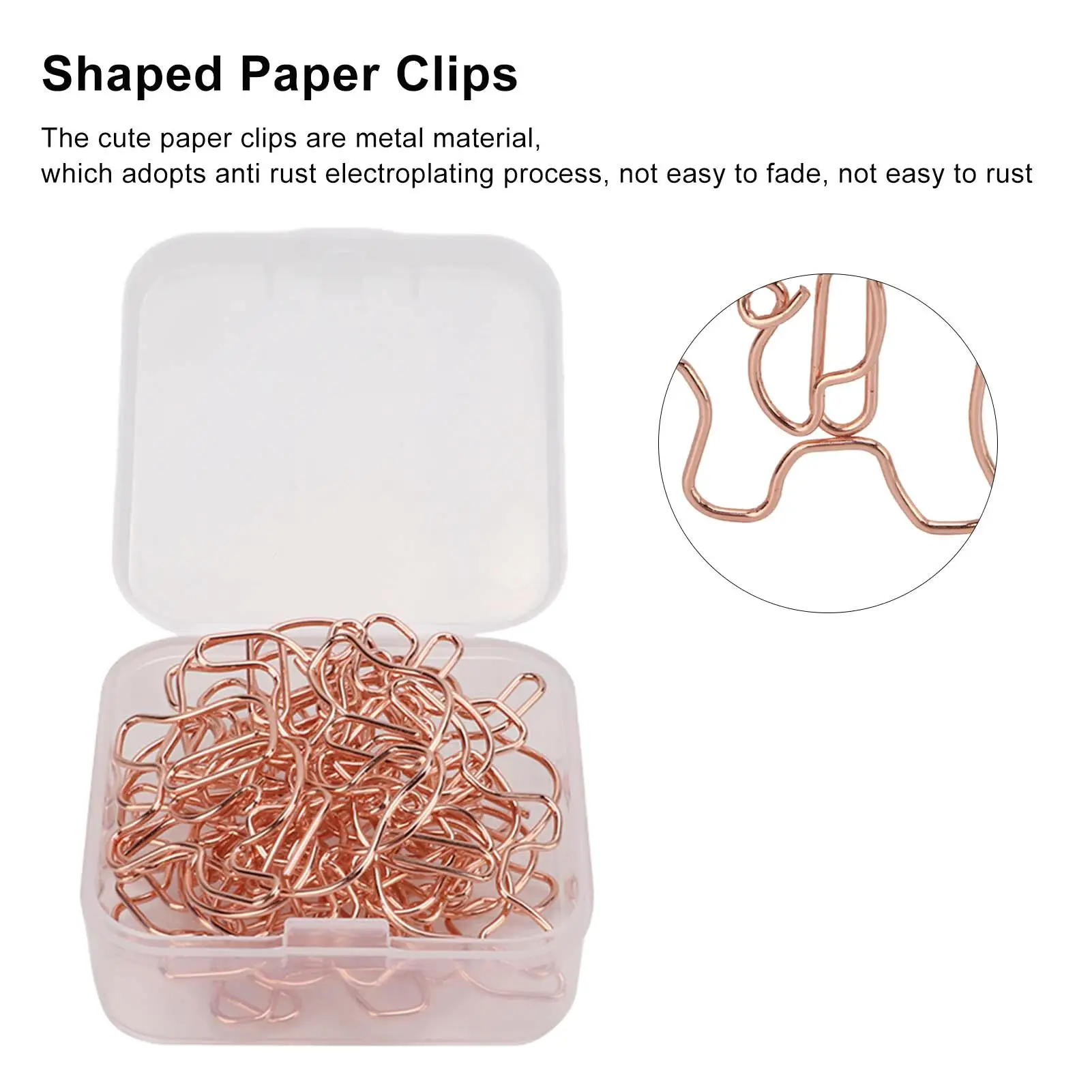 20pcs Elephant Shaped Rose Gold  Clips - Electroplated Iron Office Organizers for Documents