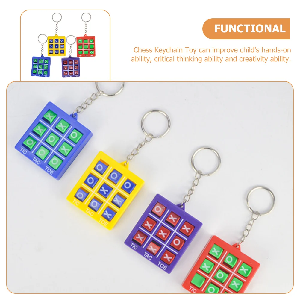 4 Pcs Portable Tic Toe Toys Travel Children's Kids Educational Plastic Cool Keychain