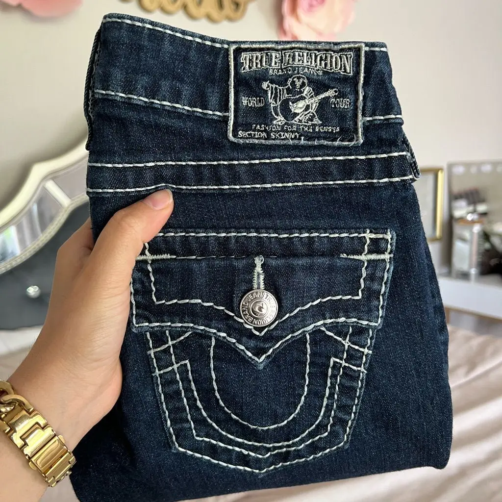 American Blue Baggy Retro Buddha Logo Jeans Label Embroidered Pants Woman Y2k Harajuku Streetwear Wide Leg Trousers Gothic Jeans