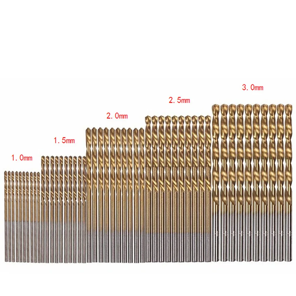 STONEGO 50PCS High Speed Steel Twist Drill Set - Metal Reamer Tool Kit - 1-3mm Diameter - for Cutting, Drilling, Polishing