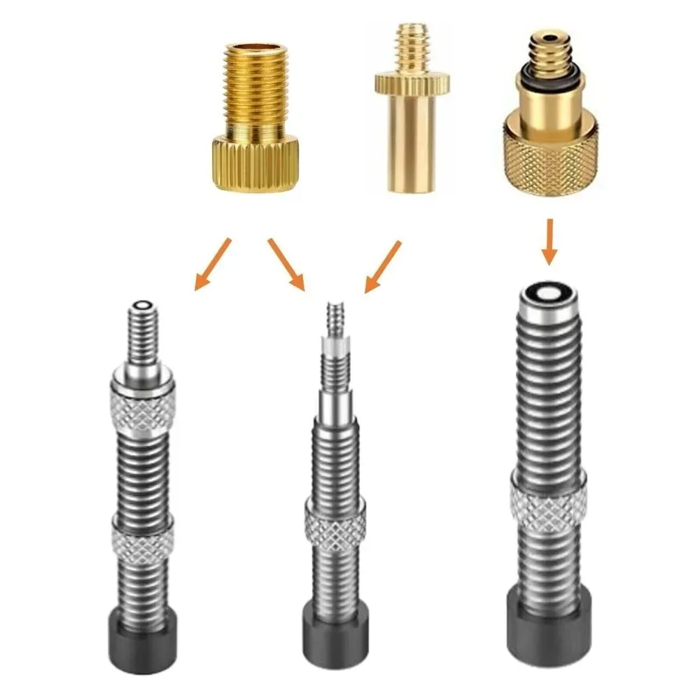 3Pcs/Set Bicycle Valve Adapter Valve Nozzle Adapter Brass SV Sclaverand Dunlop DV AV Car Valve Set