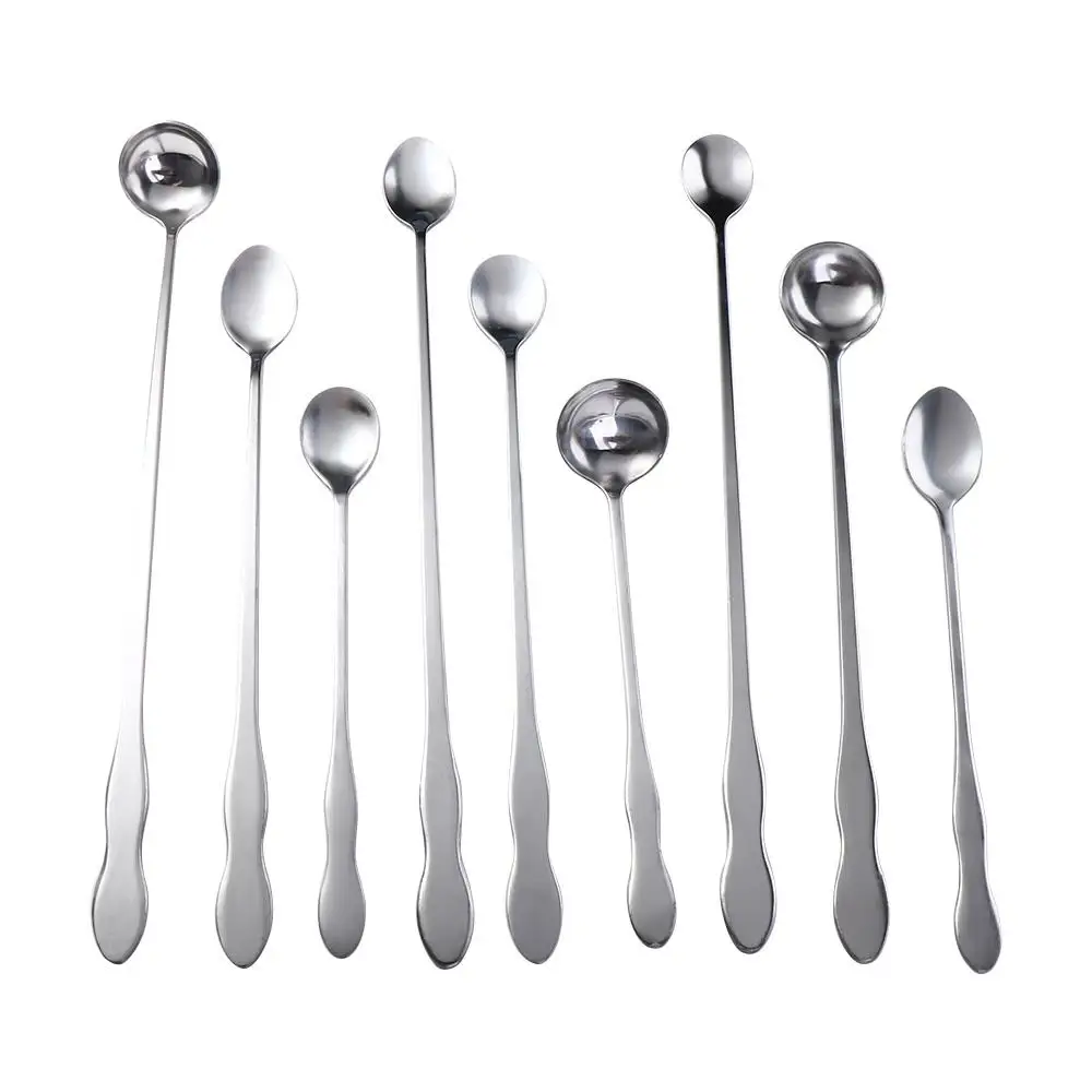 Kitchen Mixing Coffee Ice Cream Long Handle Stainless Steel Bar Spoon Teaspoon Cocktail Stirring Tool Mixing Stirrers