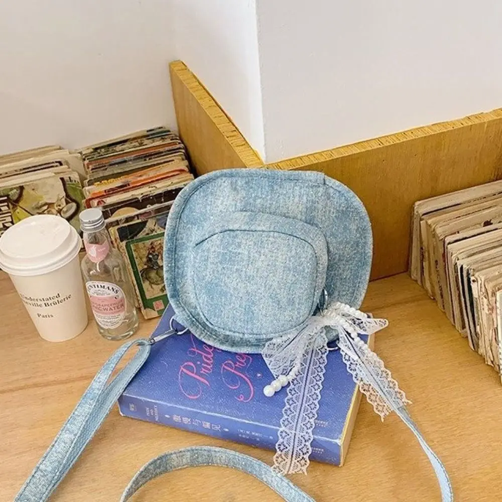 

Винтажная джинсовая шляпа, сумка через плечо с бантом, большая вместительная джинсовая холщовая сумка, однотонная сумка, джинсовая сумка на плечо, уличная одежда