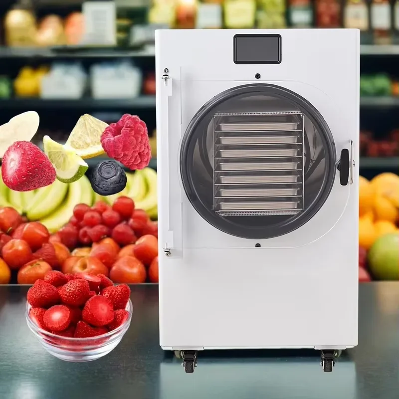 220V Large Automatic Stainless Steel Digital Control 7 Tray 60dB Quiet Vacuum Freeze Dryer 20kg Pump Food Fruit Vegetable