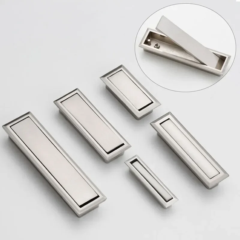 1pc Tatami flat Handles Zinc Alloy Hidden Cabinet door flush pulls door  Sliding Furniture Recessed knob decoration Hardware