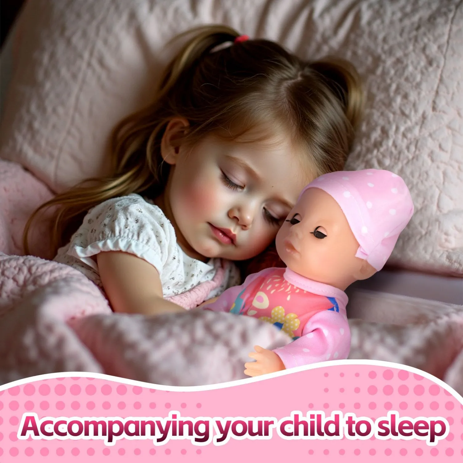 9 Inch Simulated Soft Baby Doll | Open Close Eyes | Pink Flower Jumpsuit & Hat | Perfect Gift for Toddlers Boys Girls 3+ Years