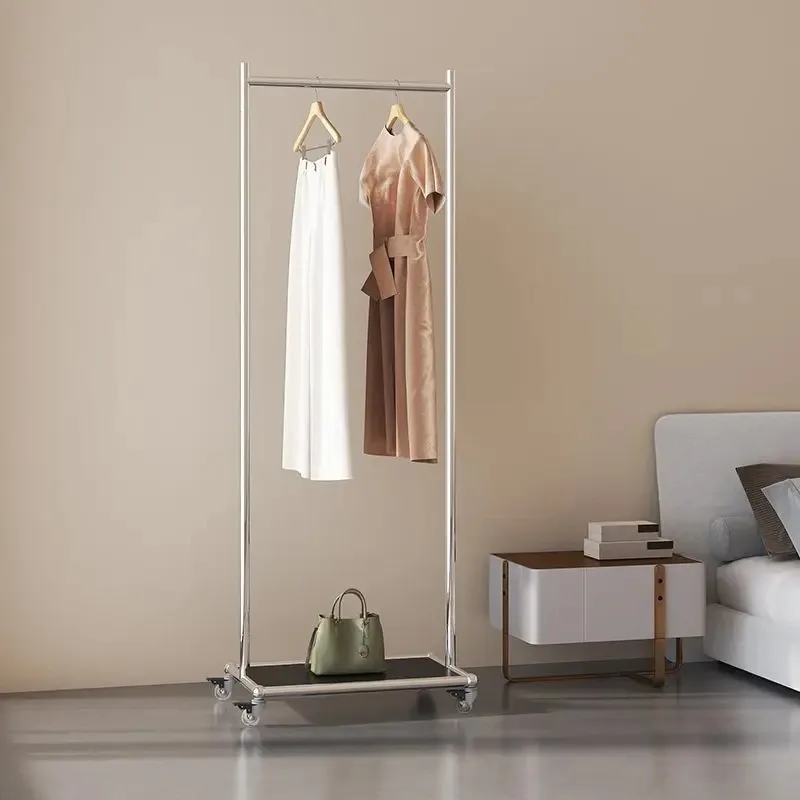 Nordic Coat Racks Medieval Modern Bedroom Stainless Steel Mobile Clothes Storage Hanger Light Luxury Simple Home Coat Racks