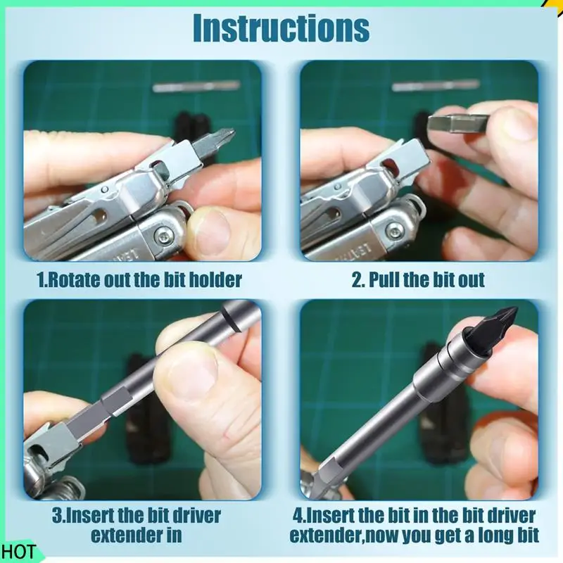 موسع محرك بت AWAH للأدوات المتعددة، ملحق إضافة محول لقم سداسية 1/4 بوصة لـ Leatherman، Surge Wave Plus