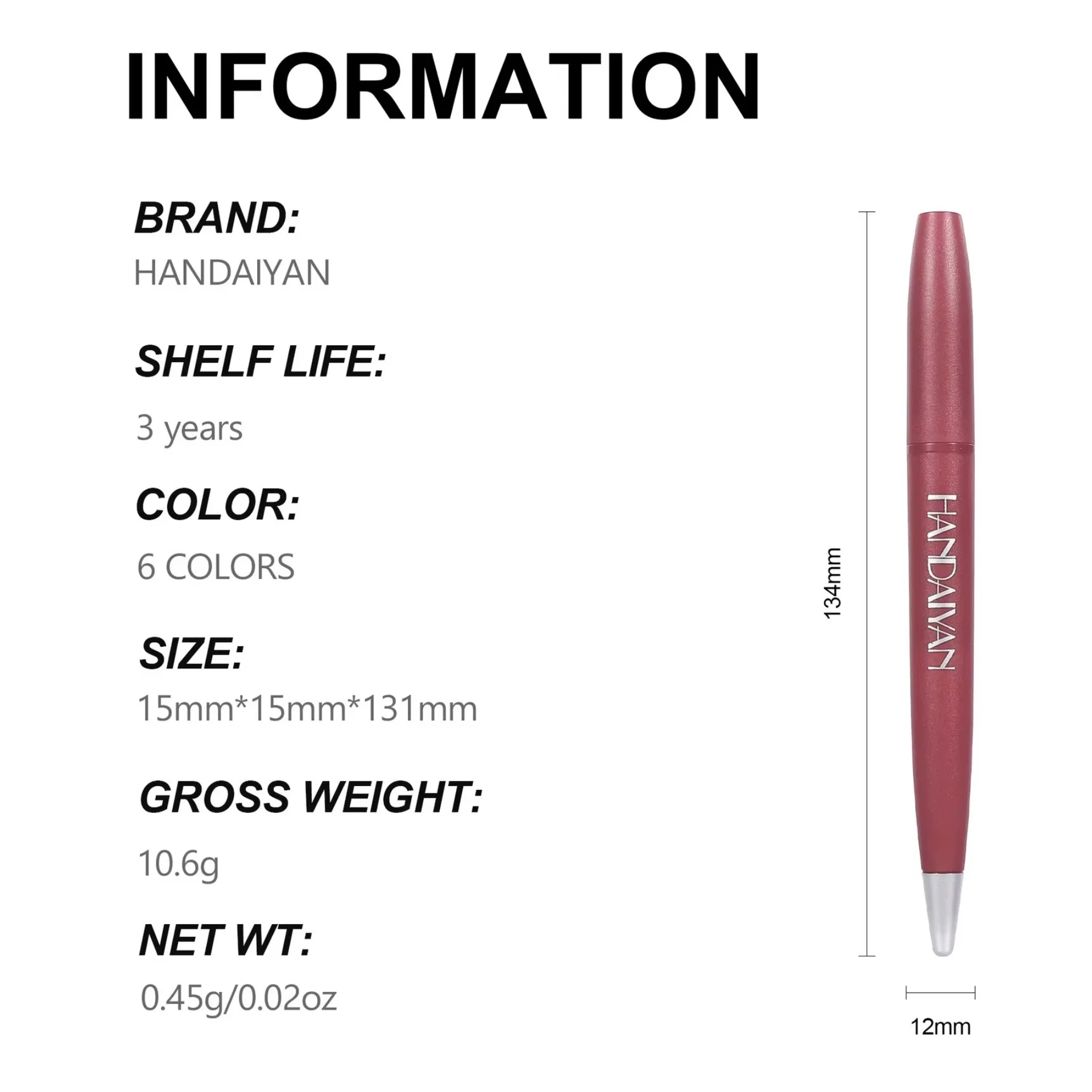 6-kolorowa kredka do ust Wodoodporna, długotrwała, aksamitna, matowa, wielokolorowa kredka do ust Korektor do ust Kosmetyki do wypełniania ust