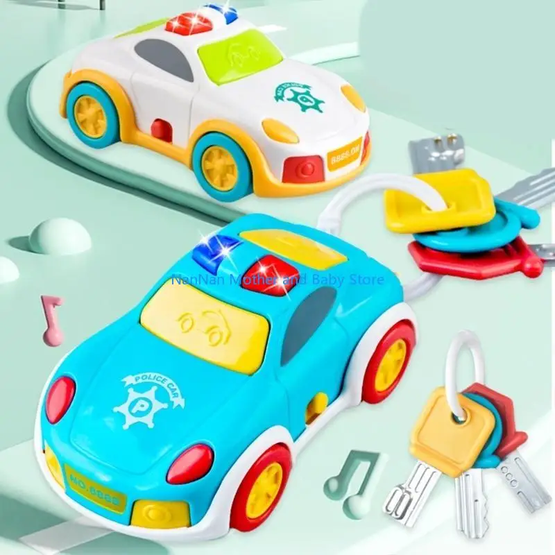 Crianças fingem brincar brinquedo chave carro com som partida autêntica e LED piscando