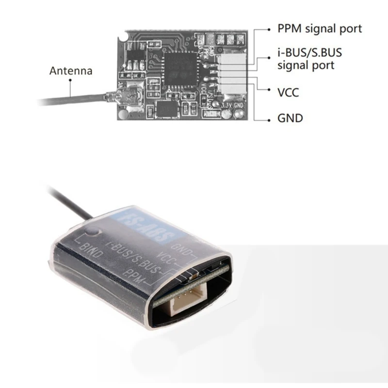 Penerima Mini FS-A8S yang Andal dengan Dukungan ppm untuk Pemancar Remote Control