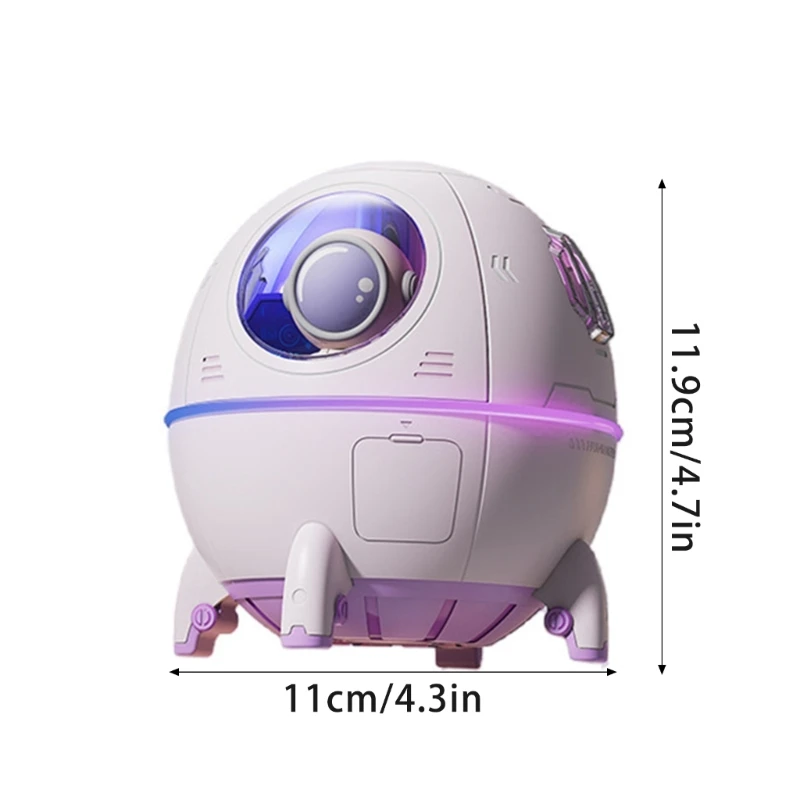 Cute Space Capsules Air Humidificador com luz LED, Umidificador de Névoa Ultrasonic USB, Quarto Home portátil, 220ml