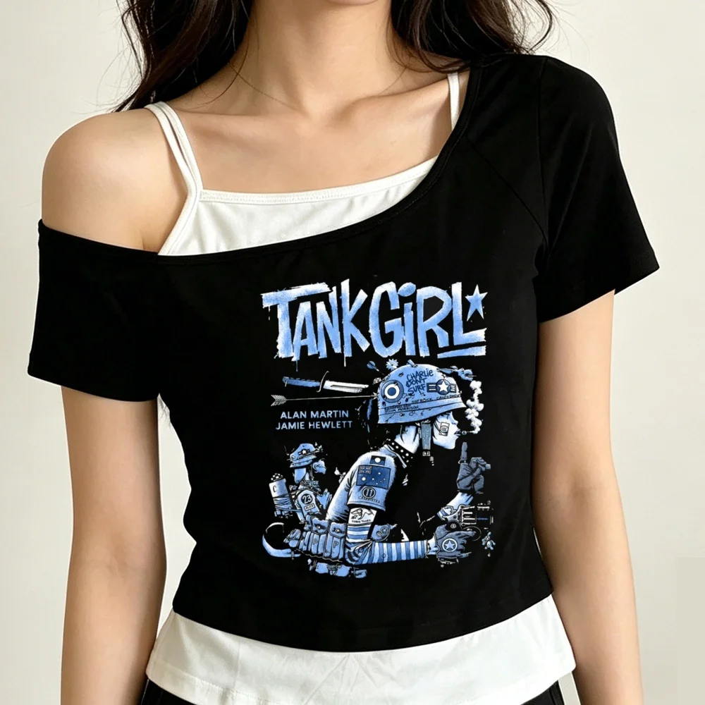 Gorillaz cropped top girl grunge cutecore japanese gyaru party t-shirt funny japan clearance sales graphic cute