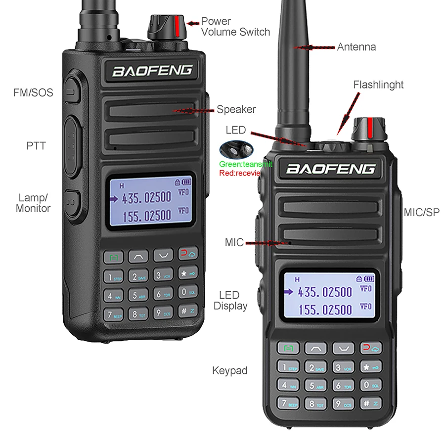 Bao feng walkie talkie long range UV 13 amateur radio zwei funkgeräte protable radio leistungsstarke Push-taste telefon für jagd