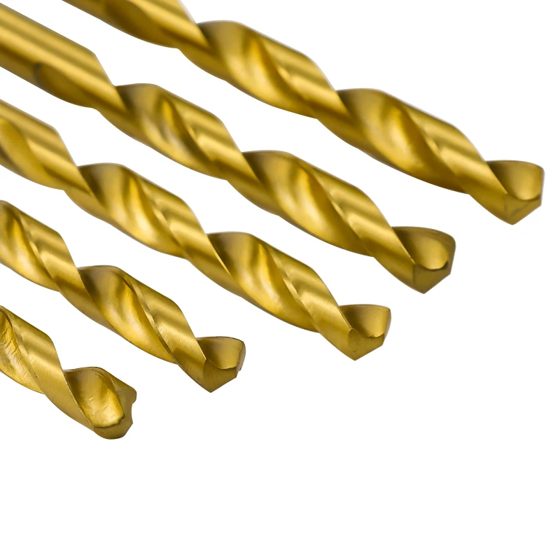 19pcs HSS Twist Drill Bit Set For Wood 1.0-10mm Titanium Coated Hole Cutter Round Shank Gun Drill Bit