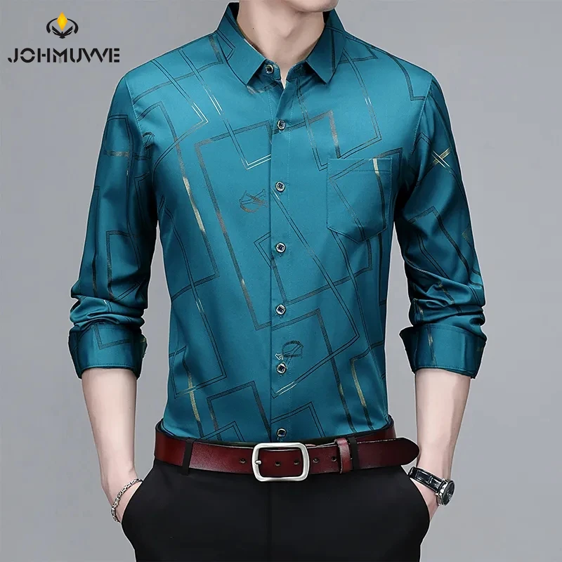 Men\'s Casual and Fashionable Long Sleeved Printed Shirt, Non Ironing and Wrinkle Resistant Business Top