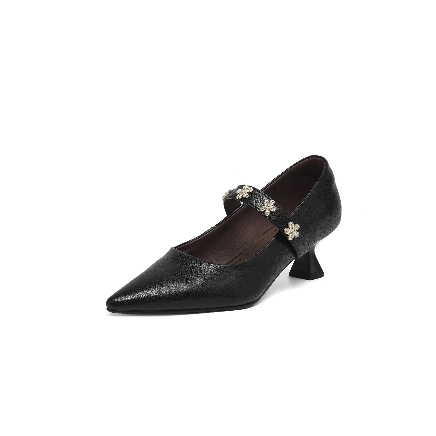 Genuine Leather Four-Leaf Grass Flowers Women pumps, Elegant Pointed Toe High Heel,Casual Dressy Shoes,Sexy Sandals,Single shoe