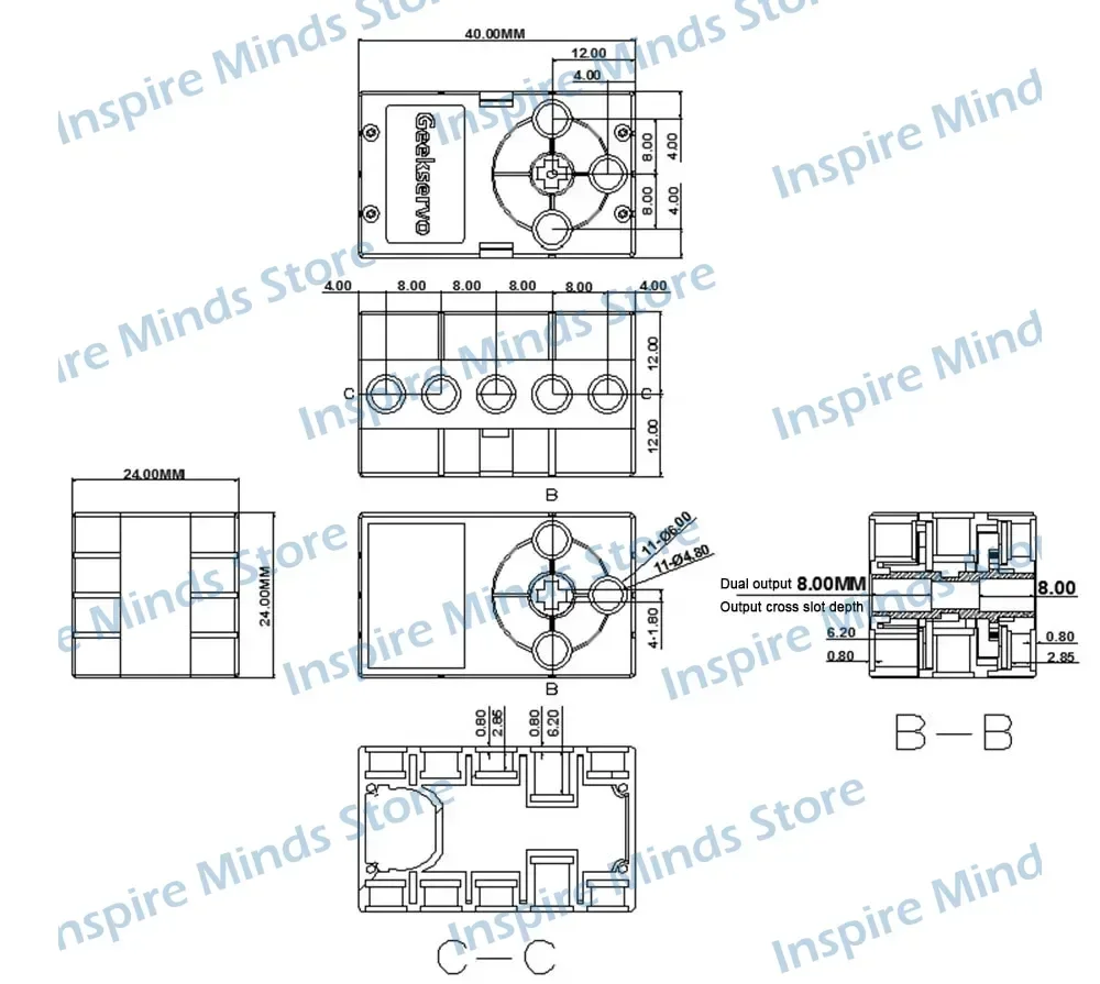 Geekservo 0.7/2 كيلو 360 ° محرك سيرفو قابل للبرمجة مع عمود إخراج مزدوج وعزم دوران عالي متوافق مع Legoed Microbit Raspberry Pi #6