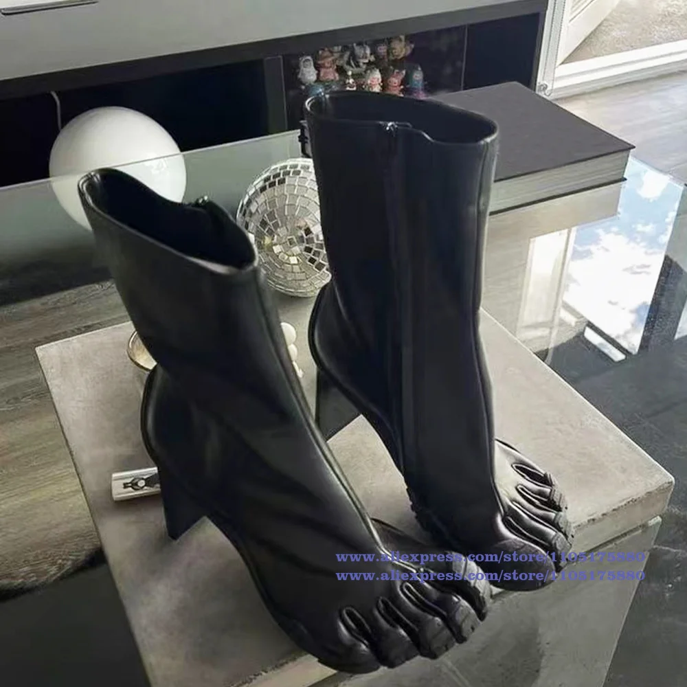 خمسة أصابع تو النساء الأحذية شبكة مطاطية القماش الجوارب الأحذية الفاخرة مصمم عالية الكعب الكاحل الجوارب العصرية أحذية نسائية بوتاس