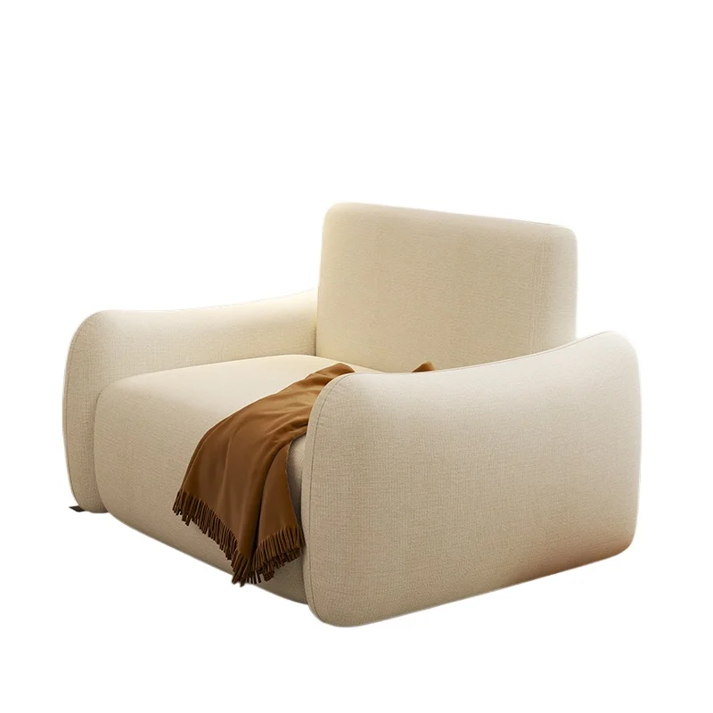Modern simple single sofa bed foldable small apartment living room balcony sofa study sitting and sleeping dual-purpose cream