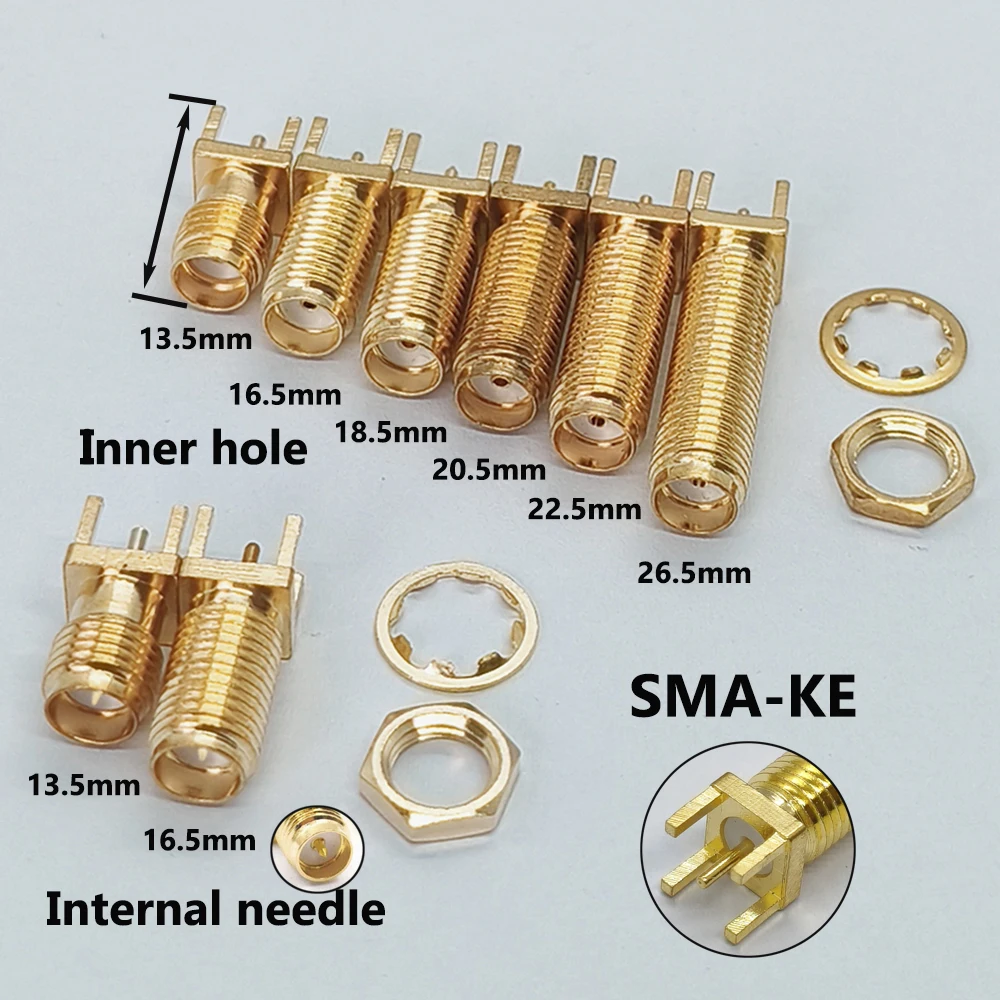 10 Stück SMA-KE Stecker, gerader Stift, Innenloch, Innennadel, RF-Koaxial-Antennenbuchse 13,5-26,5 mm für drahtlose Modul-Leiterplatten – Detail 1