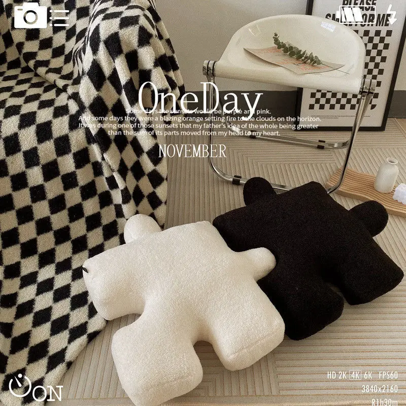 Puzzle Pillow Back Creative Sofa Cushions Cream Style Simple Pure Color Light Luxury Nordic Home Cushions Comfortable - Image 2