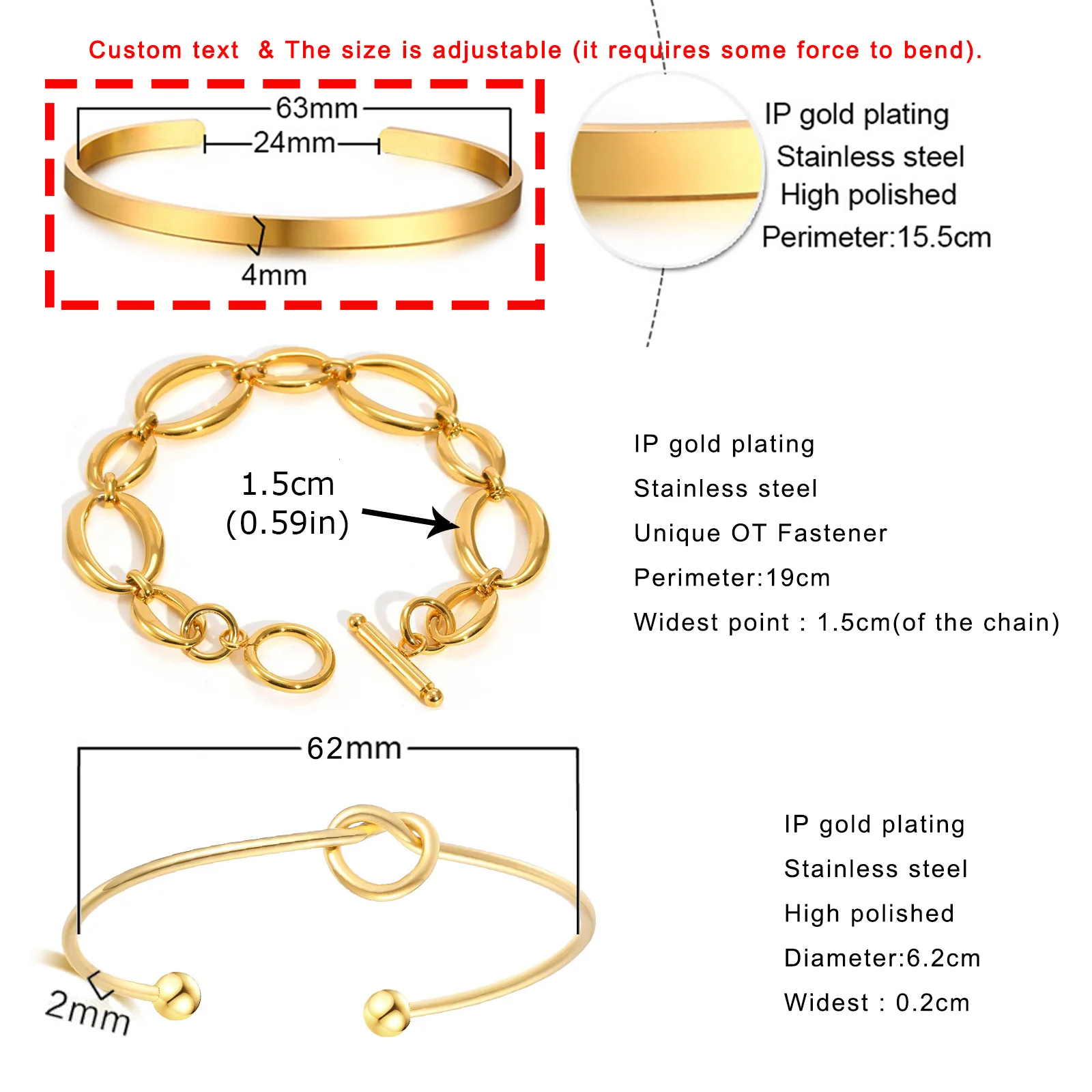 1/3PCS Exquisite Women's Bracelet, Customizable Engraving Available Beautiful Exquisite Stackable Jewelry For Personalized Outfi
