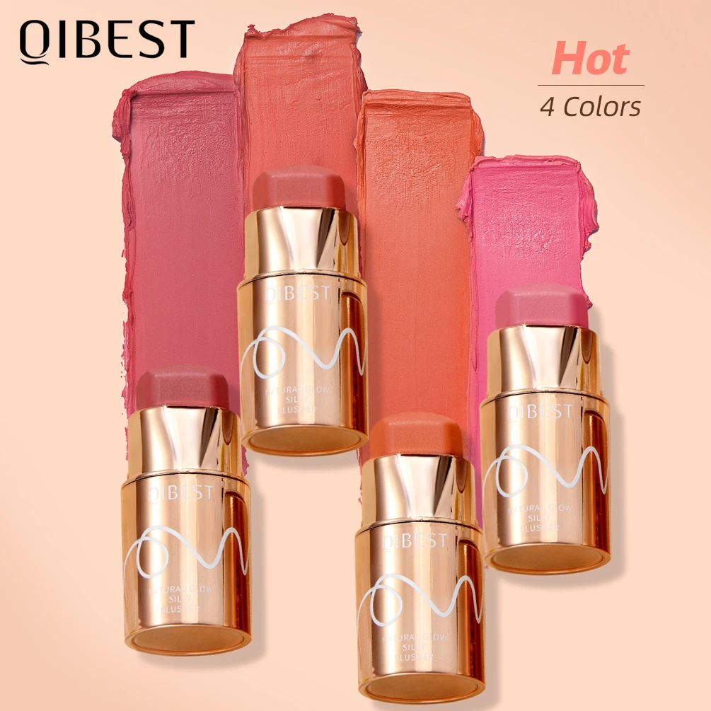 QIBEST Lipstick Blush Stick 3-in-1 Eyes Cheek and Lip Tint Buildable Long Lasting Lightweight Cream Multi Stick Makeup for Women